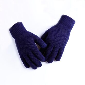 Mode Mannen Winter Warm Stretch Gebreide Handschoenen Verdikte Volledige Fingers Screen Sense Mannen Wanten Buiten Rijden Handschoenen Blauw