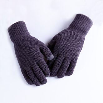 Mode Mannen Winter Warm Stretch Gebreide Handschoenen Verdikte Volledige Fingers Screen Sense Mannen Wanten Buiten Rijden Handschoenen grijs