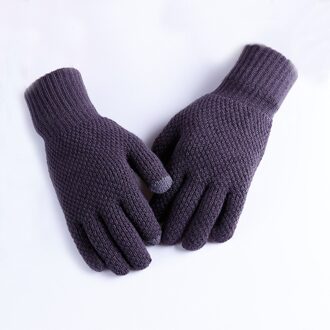 Mode Mannen Winter Warm Stretch Gebreide Handschoenen Verdikte Volledige Vingers Touch Screen Handschoenen Voor Mannen Casual Wanten Guantes Mujer grijs