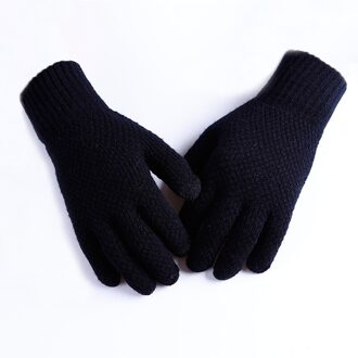 Mode Mannen Winter Warm Stretch Gebreide Handschoenen Verdikte Volledige Vingers Touch Screen Handschoenen Voor Mannen Casual Wanten Guantes Mujer zwart