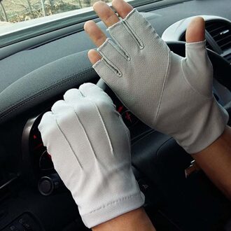 Mode Mannen Zomer Sport Fitness Antislip Fietsen Zonnebrandcrème Korte Wanten Dunne Ademende Touch Screen Rijden Handschoenen grijs Half Finger