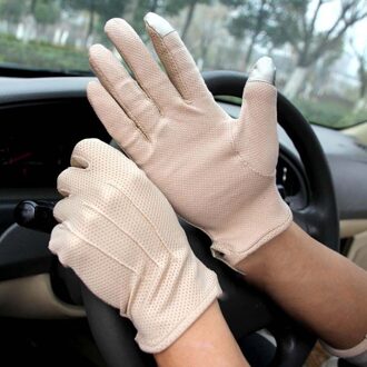 Mode Mannen Zomer Sport Fitness Antislip Fietsen Zonnebrandcrème Korte Wanten Dunne Ademende Touch Screen Rijden Handschoenen khaki Full Finger