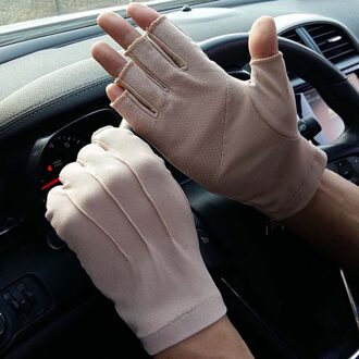 Mode Mannen Zomer Sport Fitness Antislip Fietsen Zonnebrandcrème Korte Wanten Dunne Ademende Touch Screen Rijden Handschoenen khaki Half Finger