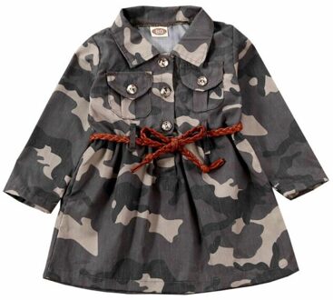 Mode Meisje Jas Outfits Peuter Kids Baby Kleding Lange Camouflage Koele Meisjes Tops Riem Lente Kleding 2 Pcs kostuum 12m