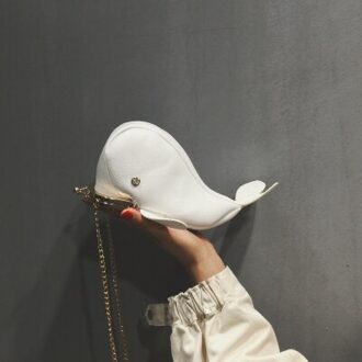 Mode Meisje Mini Crossbody Tassen Voor Vrouwen Dolphin Shape Ketting Lederen Tas wit