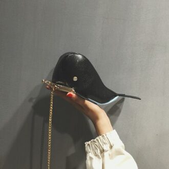 Mode Meisje Mini Crossbody Tassen Voor Vrouwen Dolphin Shape Ketting Lederen Tas zwart
