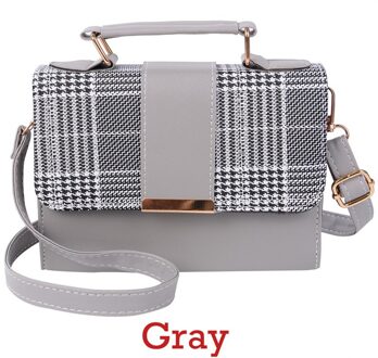 Mode Meisje Schoudertas Vrouwen Tas Lederen Crossbody Tassen Portemonnee Decoratieve Tas Dames Portemonnee Messenger grijs en rooster