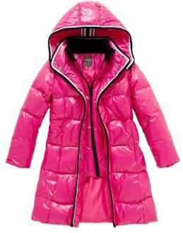 Mode Meisjes Winter Jassen Vrouwelijke Kind Down Jassen Bovenkleding Glanzend Waterdicht Middellange Lange Dikke 90% Eendendons Parka roos / 14