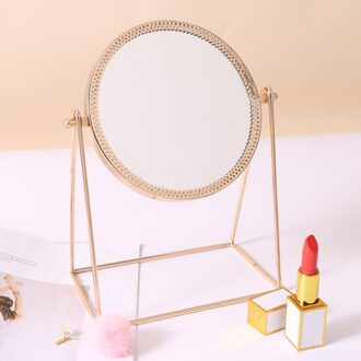 Mode Metalen Make-Up Spiegel Nordic Enkelzijdige Verticale Spiegel Met Stand Home Decor Accessoires roos goud ronde