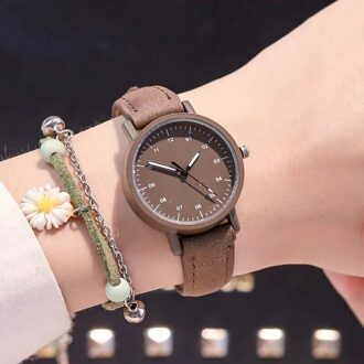 Mode Minimalistische Quartz Horloge Met Pu Lederen Band Ronde Dial Polshorloge Voor Casual Dagelijkse Kantoor Voor Vrouwen Lxh koffie kleur