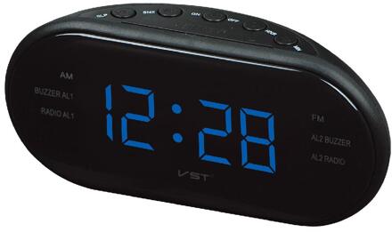 Mode Moderne AM/FM LED Klok Radio Elektronische Desktop Wekker Digitale Tafel Klokken Snooze Functie Met EU Plug blauw