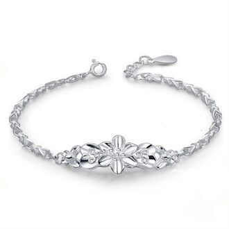Mode Mooie 925 Sterling Zilver Solid Bloem Armband Voor Vrouwen Chain Charm Classic Wedding Sieraden