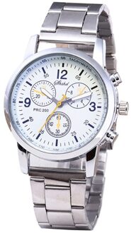 Mode Neutrale Quartz Analoog Horloge Stalen Band Horloge Mode Toevallige Heren Horloge Horloge Mannen Relogio Masculino wit