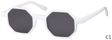 Mode Octagon Luipaard Zonnebril Vrouwen Vintage Hexagon Vos Frame Zonnebril Shades Lady OM553B C1 wit grijs