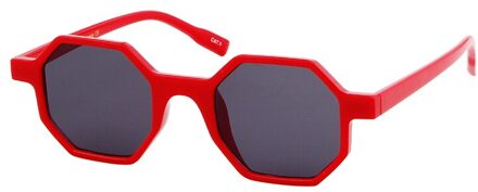 Mode Octagon Luipaard Zonnebril Vrouwen Vintage Hexagon Vos Frame Zonnebril Shades Lady OM553B C2 rood grijs