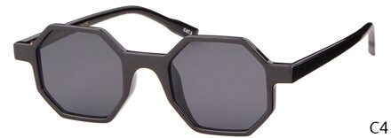 Mode Octagon Luipaard Zonnebril Vrouwen Vintage Hexagon Vos Frame Zonnebril Shades Lady OM553B C4 zwart