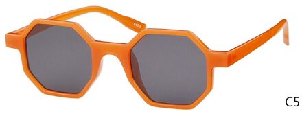 Mode Octagon Luipaard Zonnebril Vrouwen Vintage Hexagon Vos Frame Zonnebril Shades Lady OM553B C5 oranje