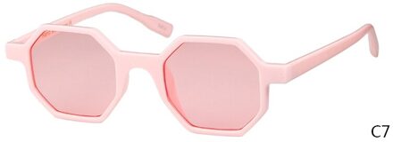 Mode Octagon Luipaard Zonnebril Vrouwen Vintage Hexagon Vos Frame Zonnebril Shades Lady OM553B C7 roze