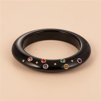 Mode Open Indische Armbanden Armband Voor Vrouwen Leuke Acryl Met Kleurrijke Zwarte Armbanden Resin Charms Crystal Bangles Meisjes KB204-9
