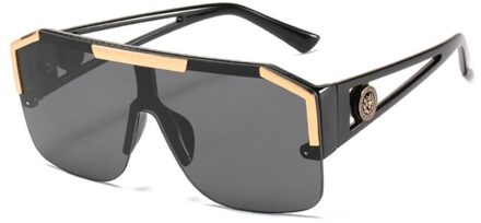 Mode Oversized Vierkante Zonnebril Mannen Vrouwen Luxe Vierkante Metalen Vintage Grote Frame Randloze Zonnebril 01