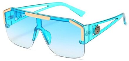 Mode Oversized Vierkante Zonnebril Mannen Vrouwen Luxe Vierkante Metalen Vintage Grote Frame Randloze Zonnebril 05