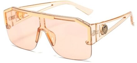 Mode Oversized Vierkante Zonnebril Mannen Vrouwen Luxe Vierkante Metalen Vintage Grote Frame Randloze Zonnebril 06