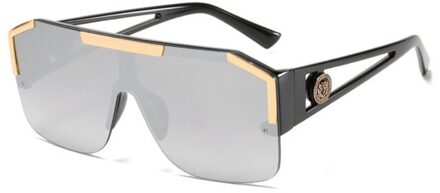 Mode Oversized Vierkante Zonnebril Mannen Vrouwen Luxe Vierkante Metalen Vintage Grote Frame Randloze Zonnebril 07