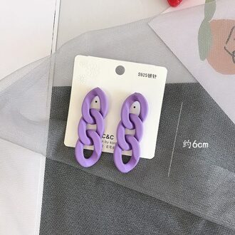 Mode Paars Acryl Ketting Oorbellen Frosted Lange Ketting Oorbellen Franse Temperament Oorbellen S925 Naald purple3