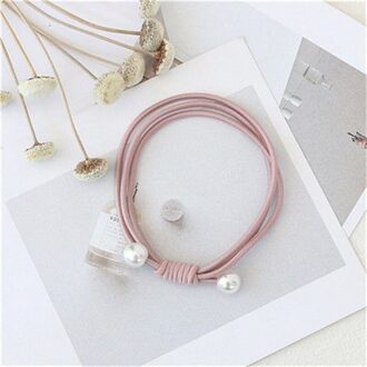 Mode Parel Elastische Haarbanden Multilayer Haar Ring Paardenstaart Houder Hoofdband Rubberen Band Voor Vrouwen Meisjes Haaraccessoires roze