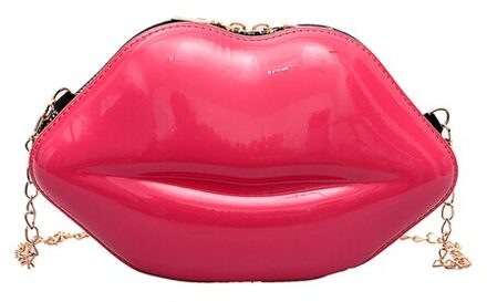 Mode Persoonlijkheid Lip Tas Vrouwen Schoudertas Meisje Lakleder Keten Handtas Crossbody Tas Bolsos Avondtasje Portemonnee heet roze