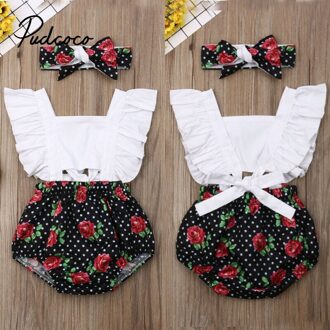 Mode Peuter Baby Meisje Romper Hoofdband Outfit Jumpsuit Playsuit Kleding 2 Stuks Set 12m