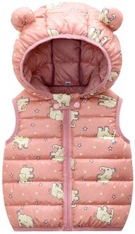 Mode Peuter Baby Meisjes Mouwloze Winter Cartoon Gedrukt Rits Winddicht Vest Jas Hooded Warm Uitloper Vest # G4 24M