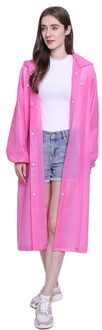 Mode Peva Vrouwen Man Regenjas Verdikte Waterdichte Poncho Jas Volwassen Duidelijke Transparante Camping Capuchon Regenkleding Pak roze