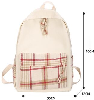 Mode Plaid Schooltassen Voor Tiener Meisjes Jongens Schooltas Rugzak Canvas School Rugzakken Kids Kind Tas Reizen Rugzakken Beige