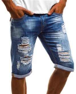 Mode Plus Size Shorts Zomer Mannen Gescheurde Jeans Vintage Turn Up Manchet Vijfde Broek Denim Shorts Jeans Mannen kleding aziatisch Size L