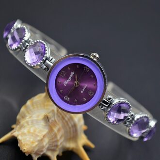 Mode Polshorloge Vrouwen Meisje Prachtige Metalen Legering Band Quartz Armband Horloges 925 paars