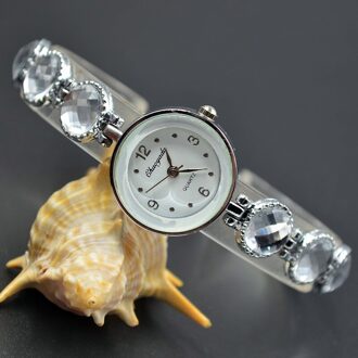 Mode Polshorloge Vrouwen Meisje Prachtige Metalen Legering Band Quartz Armband Horloges 925 wit