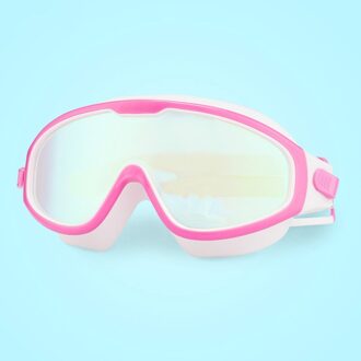 Mode Professionele Kind Zwembril Anti-Fog Kinderen Bril Zwemmen Glazen Met Oordopje Voor Kinderen Kids Bril Electroplating roze
