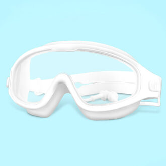 Mode Professionele Kind Zwembril Anti-Fog Kinderen Bril Zwemmen Glazen Met Oordopje Voor Kinderen Kids Bril wit