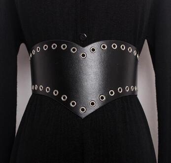 mode PU Lederen Parel Vrouwelijke Klinknagels Riem Corset Zwart Elasitc Brede Riemen voor Vrouwen Jurk Buikband Korea Mode Kleding E002