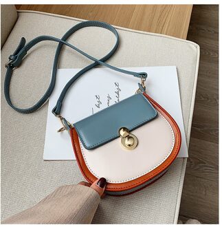 Mode Pu Leer Contrast Kleur Crossbody Tassen Voor Vrouwen Kleine Schoudertas Vrouwelijke Handtassen En Portemonnees Reistassen Blauw