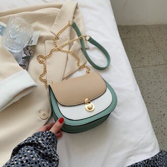Mode Pu Leer Contrast Kleur Crossbody Tassen Voor Vrouwen Kleine Schoudertas Vrouwelijke Handtassen En Portemonnees Reistassen nieuw-groen
