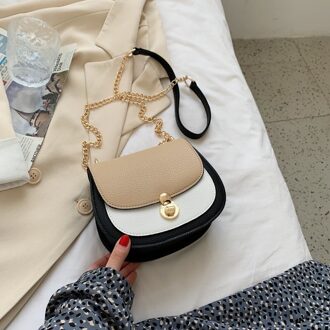 Mode Pu Leer Contrast Kleur Crossbody Tassen Voor Vrouwen Kleine Schoudertas Vrouwelijke Handtassen En Portemonnees Reistassen nieuw-zwart