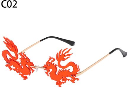 Mode Randloze Zonnebril Vrouwen Trendy Dragon Phoenix Zonnebril UV400 Bescherming Retro Ocean Lens Zonnebril Eyewear C2