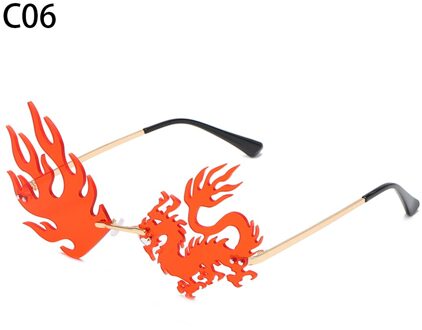 Mode Randloze Zonnebril Vrouwen Trendy Dragon Phoenix Zonnebril UV400 Bescherming Retro Ocean Lens Zonnebril Eyewear C6