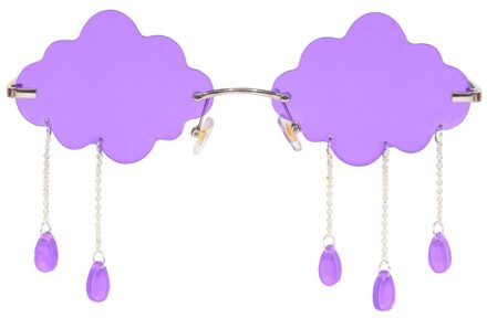 Mode Randloze Zonnebril Vrouwen Vintage Wolken Tassel Steampunk Zonnebril Mannen Frameloze Punk Bril Shades UV400 Oculos 1 paars