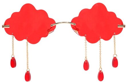 Mode Randloze Zonnebril Vrouwen Vintage Wolken Tassel Steampunk Zonnebril Mannen Frameloze Punk Bril Shades UV400 Oculos 2 rood