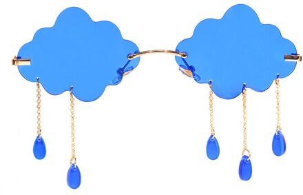 Mode Randloze Zonnebril Vrouwen Vintage Wolken Tassel Steampunk Zonnebril Mannen Frameloze Punk Bril Shades UV400 Oculos 3 blauw