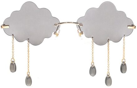 Mode Randloze Zonnebril Vrouwen Vintage Wolken Tassel Steampunk Zonnebril Mannen Frameloze Punk Bril Shades UV400 Oculos 4 grijs