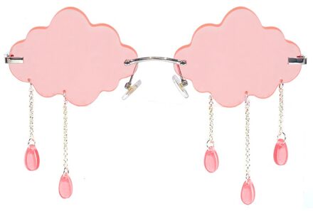 Mode Randloze Zonnebril Vrouwen Vintage Wolken Tassel Steampunk Zonnebril Mannen Frameloze Punk Bril Shades UV400 Oculos 5 roze